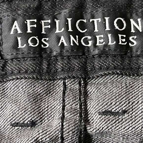 Affliction Black Jeans Blake Relaxed Straight Denim Mens 32x32 Studded Label - Picture 11 of 16